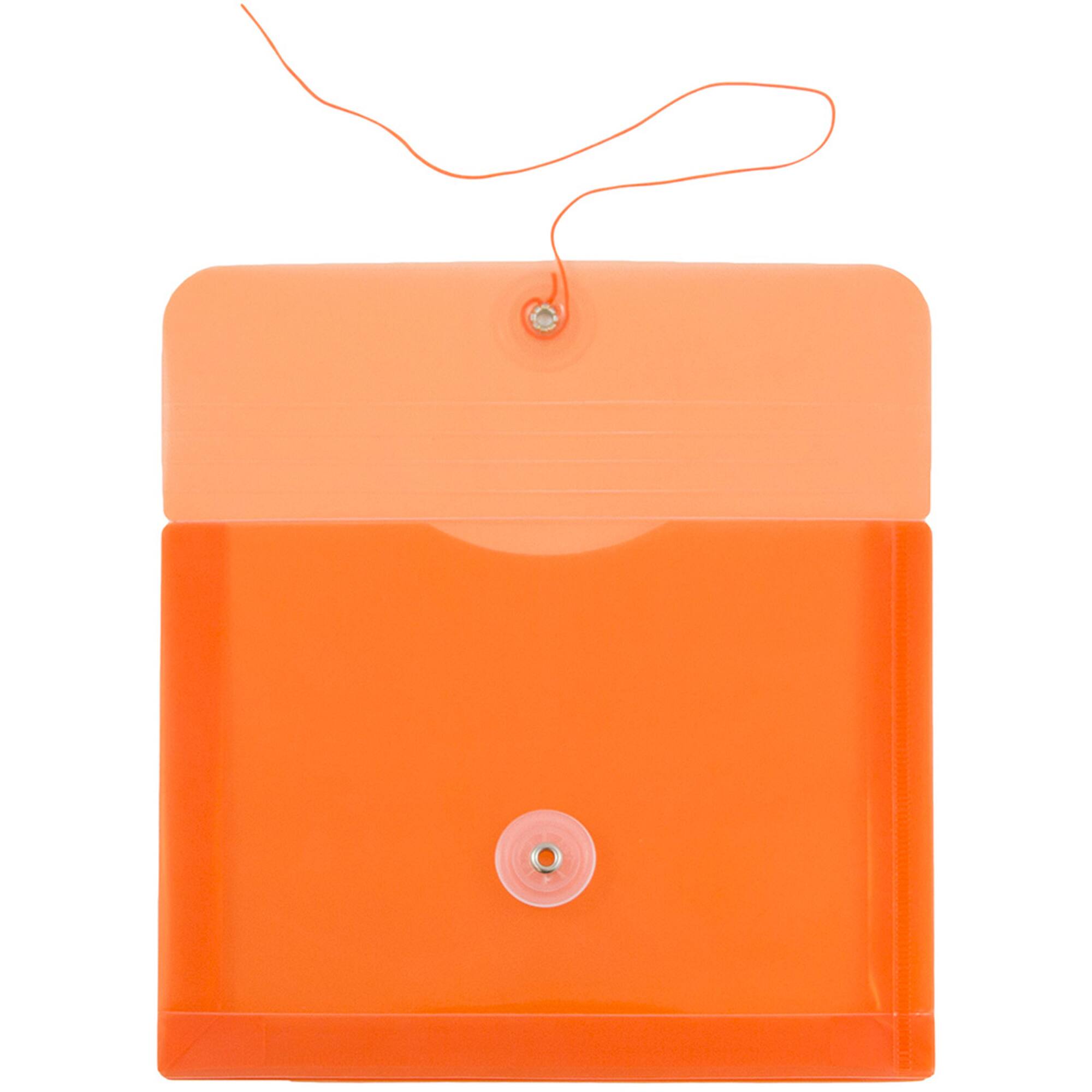 JAM Paper 5.5" x 7.5" Orange Plastic Button String Booklet Envelopes, 24ct.